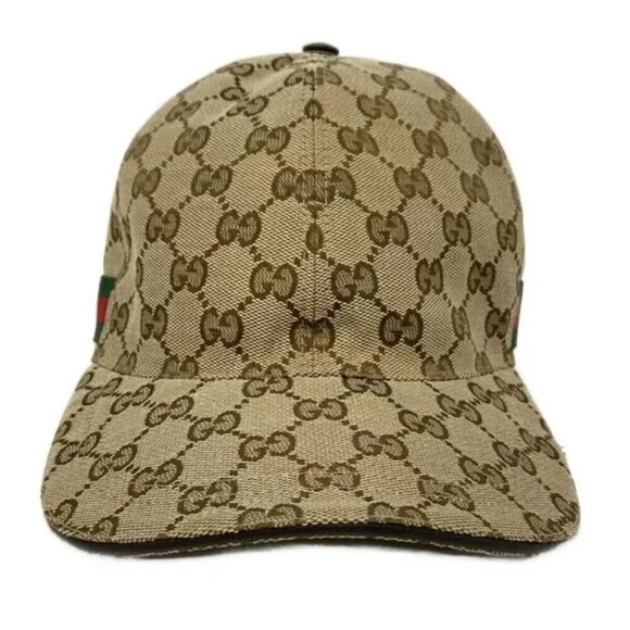 100% Auth GUCCI GG  Cap 200035 Beige Brown Multi Polyester Cotton Nylon - Hat - Picture 1 of 6